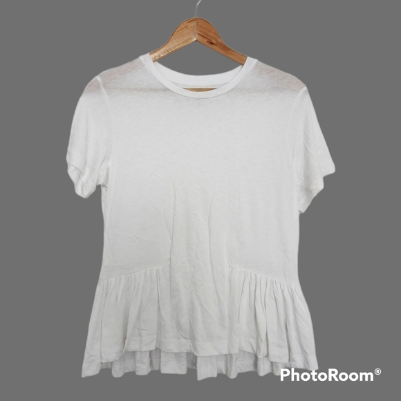 NWOT – White Small Aritzia Minerva Peplum Top - Picture 1 of 8